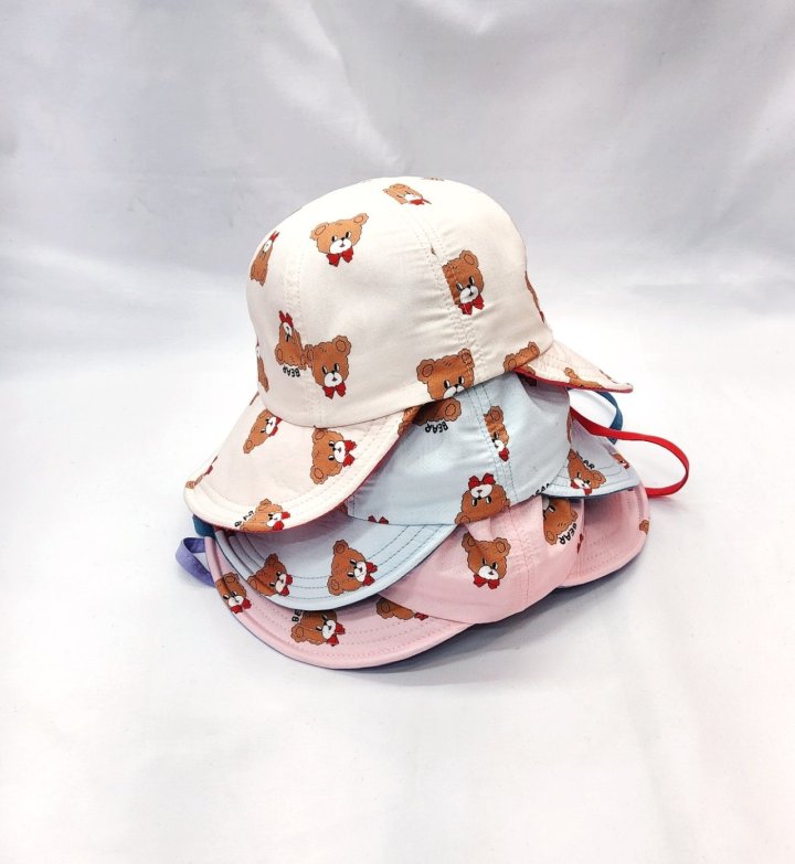 Shinseage Kids - Korean Children Fashion - #childrensboutique - Two-Tone Visor Bear Bucket Hat - 4