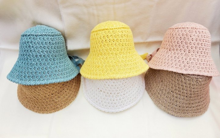 Shinseage Kids - Korean Children Fashion - #kidsshorts - Crochet Patterned Straw Bonnet