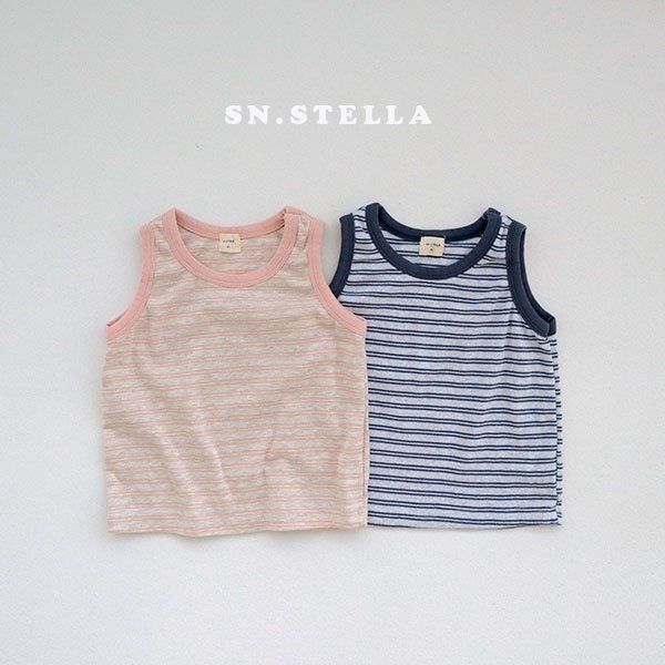 Sn.stella - Korean Children Fashion - #kidzfashiontrend - Melange Stripe Sleeveless