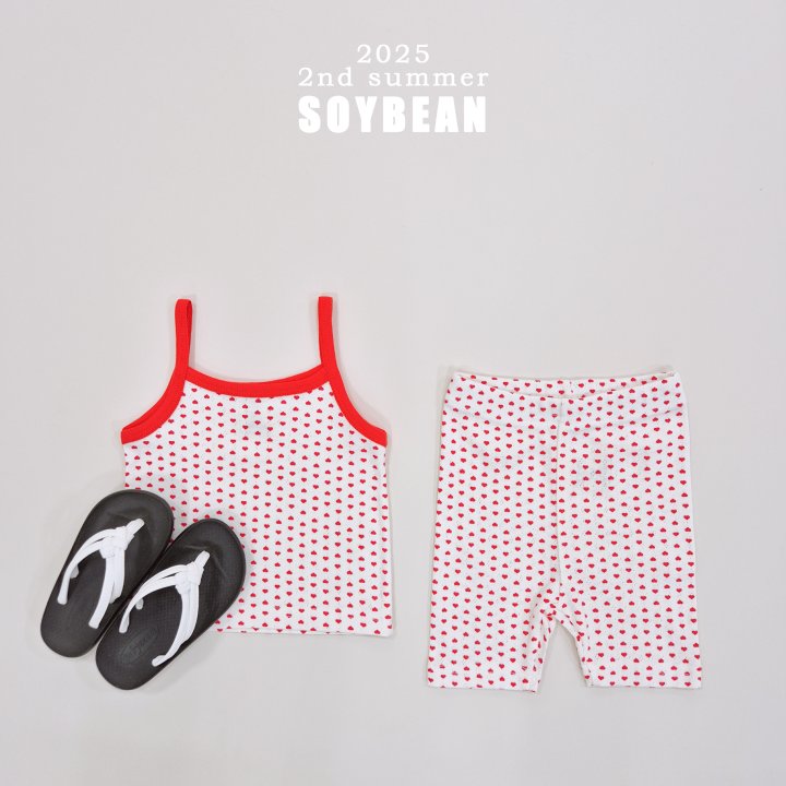 Soybean - Korean Children Fashion - #kidsshorts - Heart String Sleeveless Set - 8