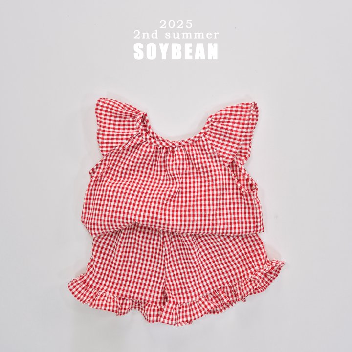 Soybean - Korean Children Fashion - #kidsshorts - Check Wing Blouse Set - 7