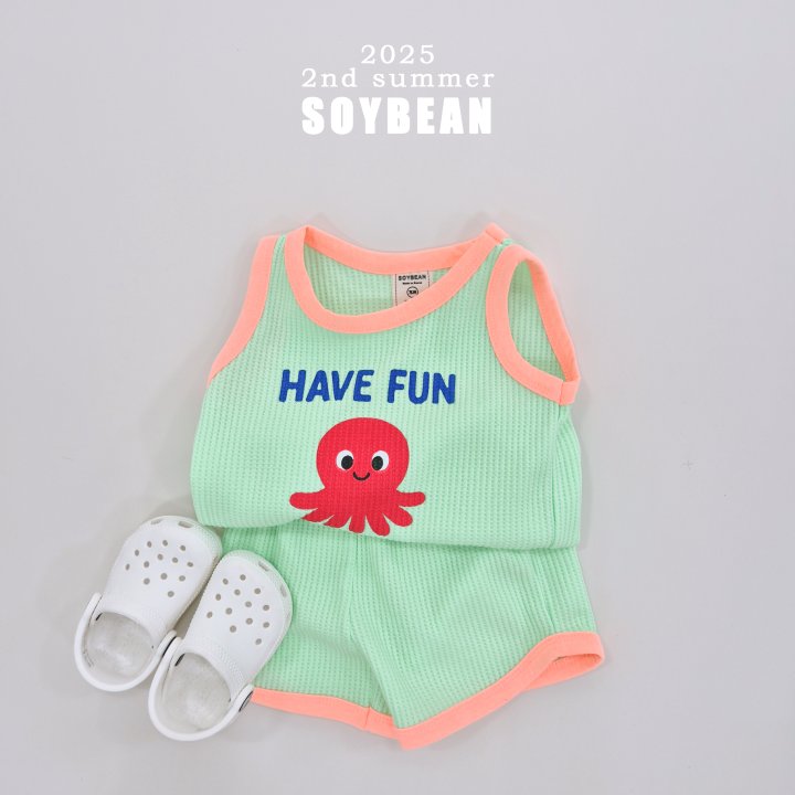 Soybean - Korean Children Fashion - #kidsshorts - Octopus Friend Waffle Set - 6