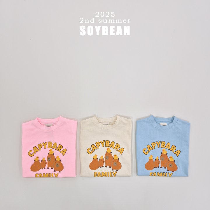Soybean - Korean Children Fashion - #minifashionista - Capybara Family Short-Sleeve Tee - 8