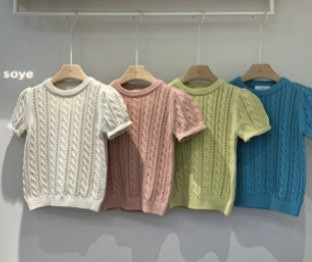 Soye - Korean Children Fashion - #childrensboutique - Bunny Cable Short Sleeve Knit