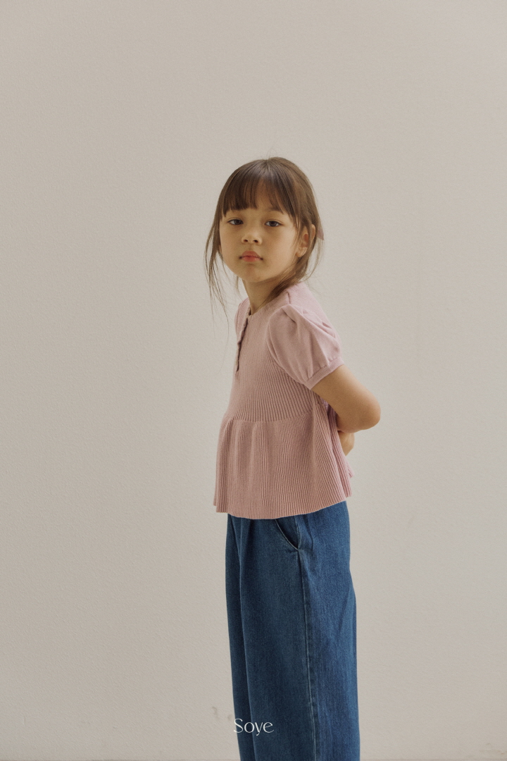 Soye - Korean Children Fashion - #kidsshorts - Lulu Shirring Short Sleeve Knit - 8