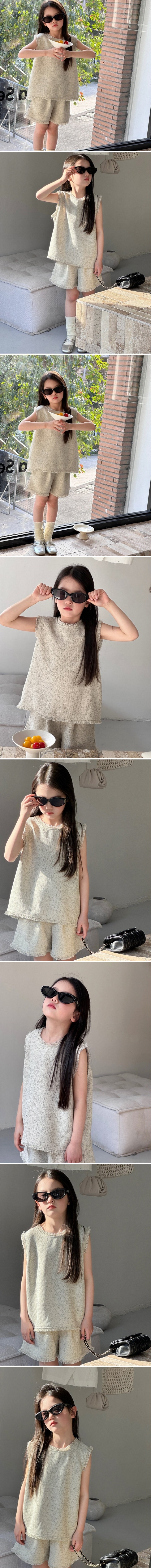 T.j - Korean Children Fashion - #discoveringself - Fringe Sleeveless Set