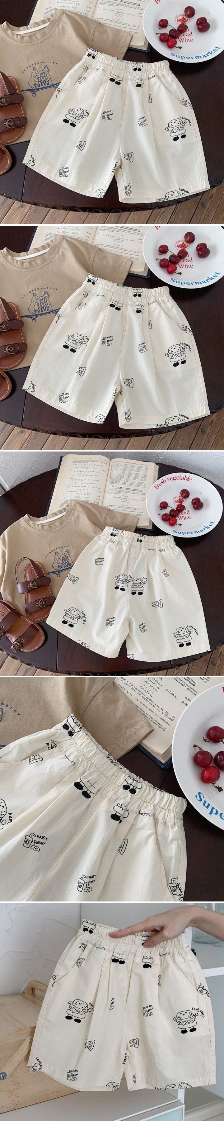T.j - Korean Children Fashion - #prettylittlegirls - Hamburger Cotton Shorts