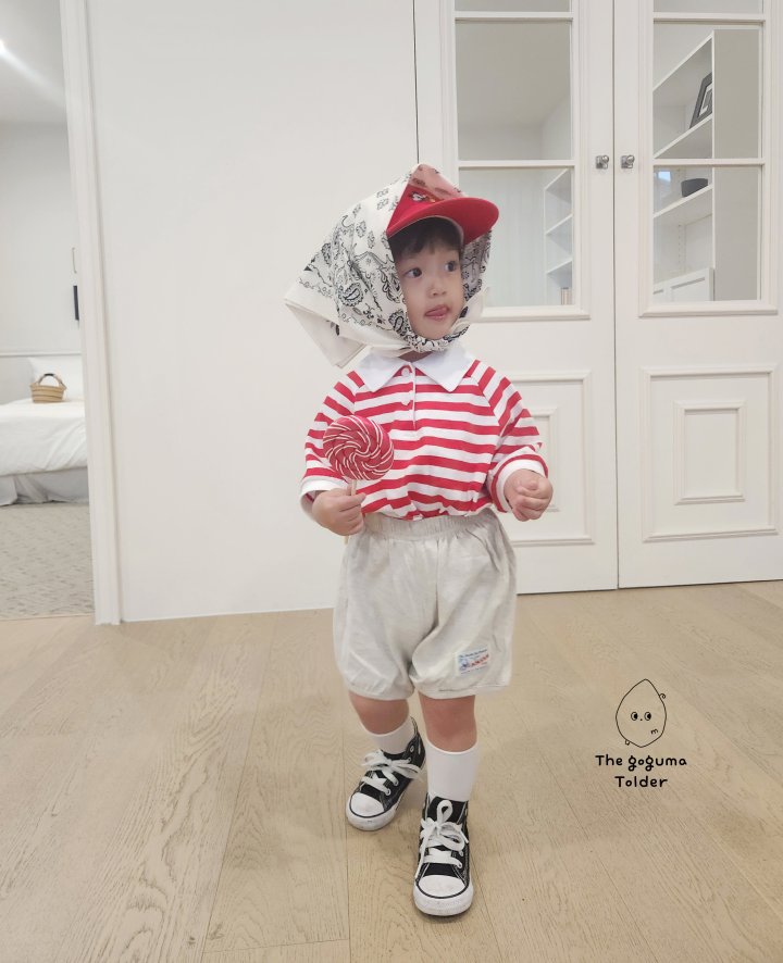 Thegoguma - Korean Baby Fashion - #babyboutique - Play Striped Collar Tee - 4