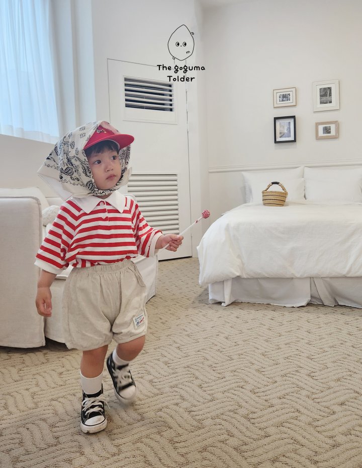 Thegoguma - Korean Baby Fashion - #babyfashion - Play Striped Collar Tee - 7
