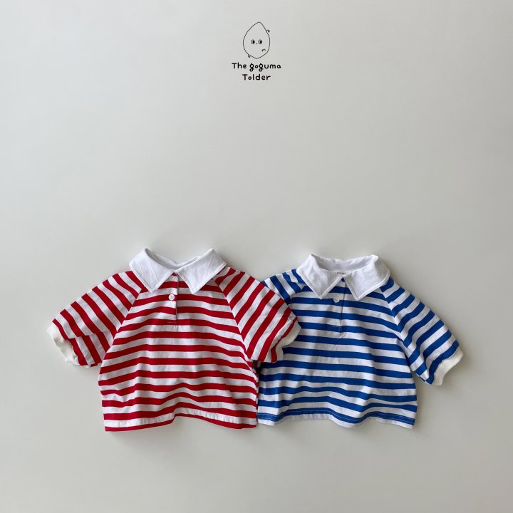 Thegoguma - Korean Baby Fashion - #onlinebabyboutique - Play Striped Collar Tee