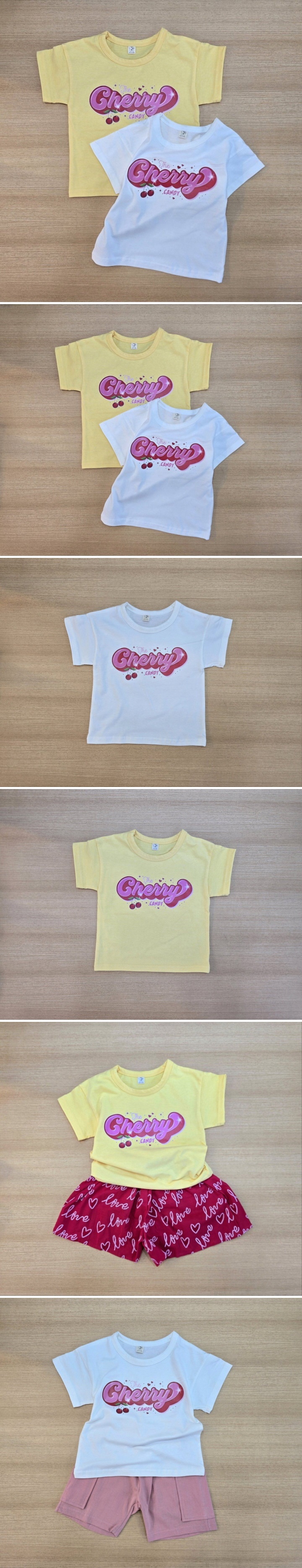Tony - Korean Children Fashion - #discoveringself - Cherry Lettering Tee