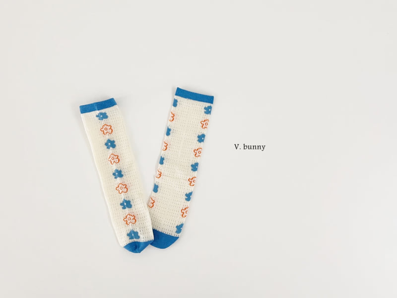 V Bunny - Korean Children Fashion - #Kfashion4kids - Blue Flower Socks Set - 3
