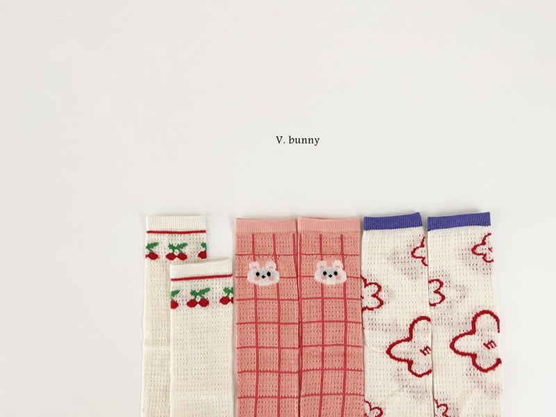 V Bunny - Korean Children Fashion - #childofig - Good Cherry Socks Set - 12