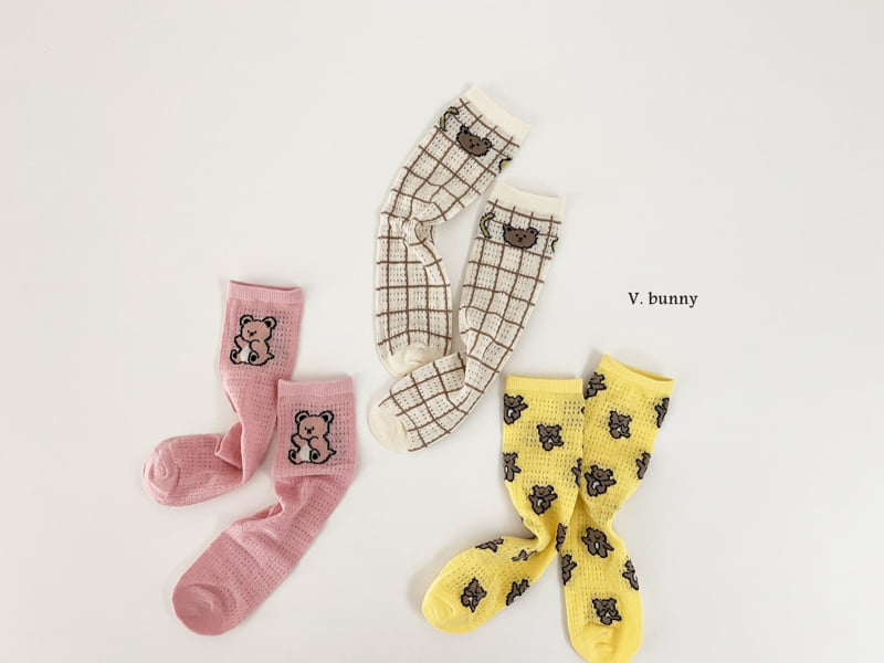 V Bunny - Korean Children Fashion - #childrensboutique - Teddy Bear Socks Set - 2