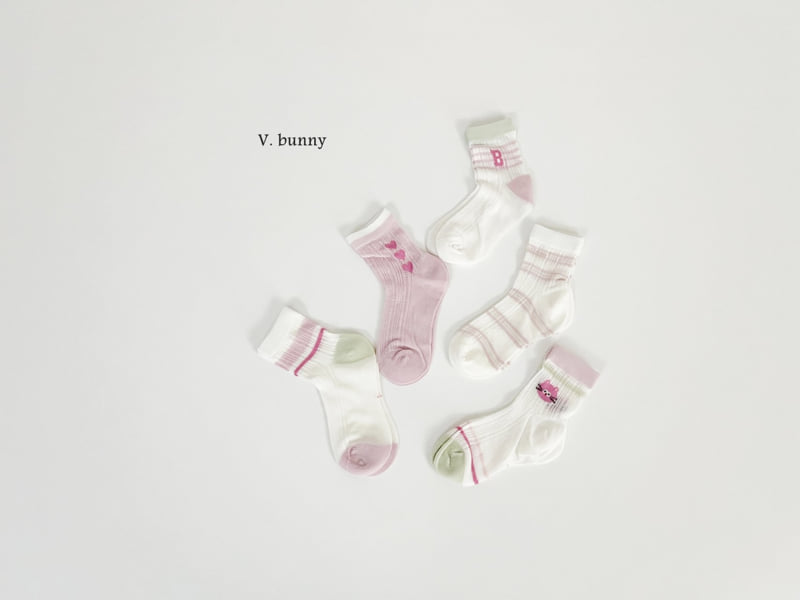 V Bunny - Korean Children Fashion - #designkidswear - Heart B Socks Set - 2