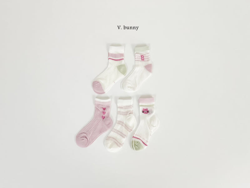 V Bunny - Korean Children Fashion - #discoveringself - Heart B Socks Set - 3