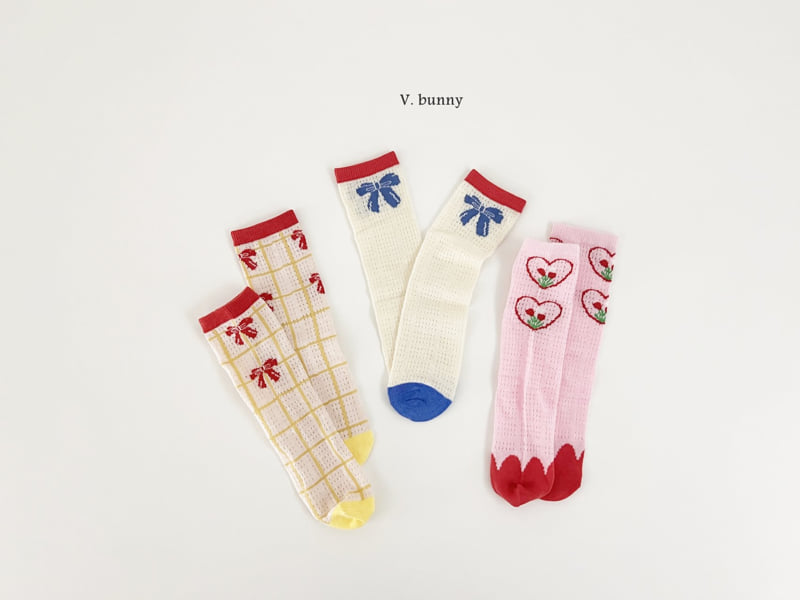 V Bunny - Korean Children Fashion - #fashionkids - Ribbon Socks Set