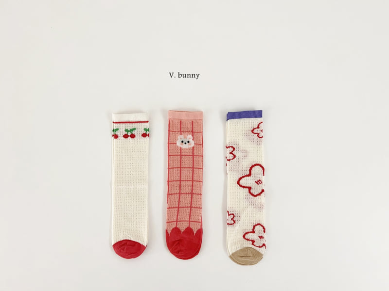 V Bunny - Korean Children Fashion - #kidsshorts - Good Cherry Socks Set