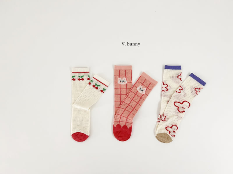 V Bunny - Korean Children Fashion - #kidsstore - Good Cherry Socks Set - 2