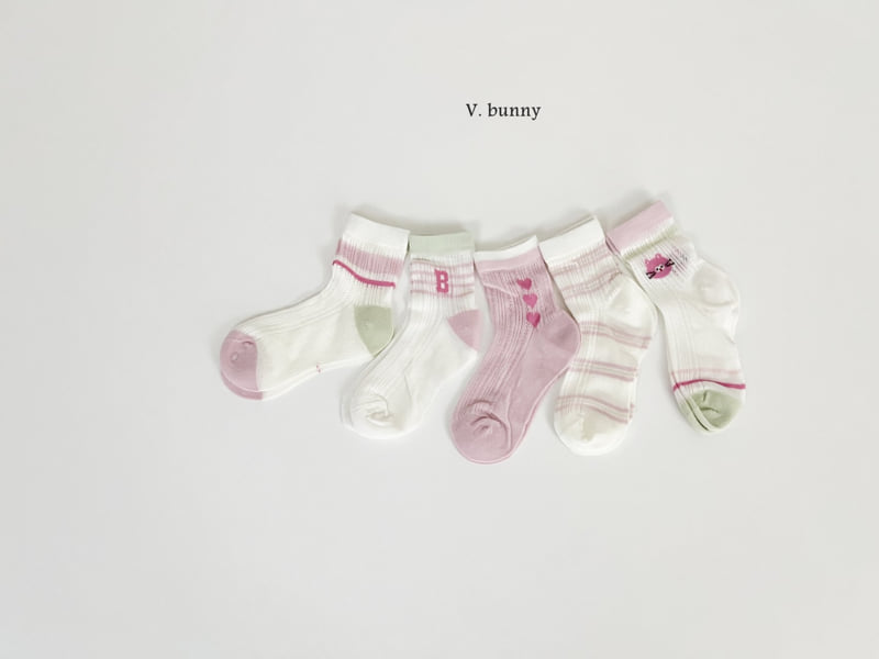 V Bunny - Korean Children Fashion - #littlefashionista - Heart B Socks Set - 9