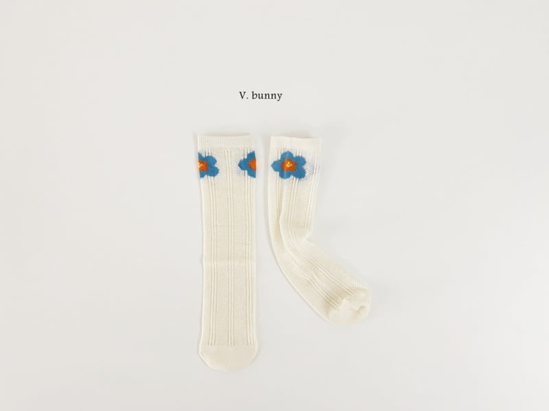 V Bunny - Korean Children Fashion - #magicofchildhood - Blue Flower Socks Set - 5