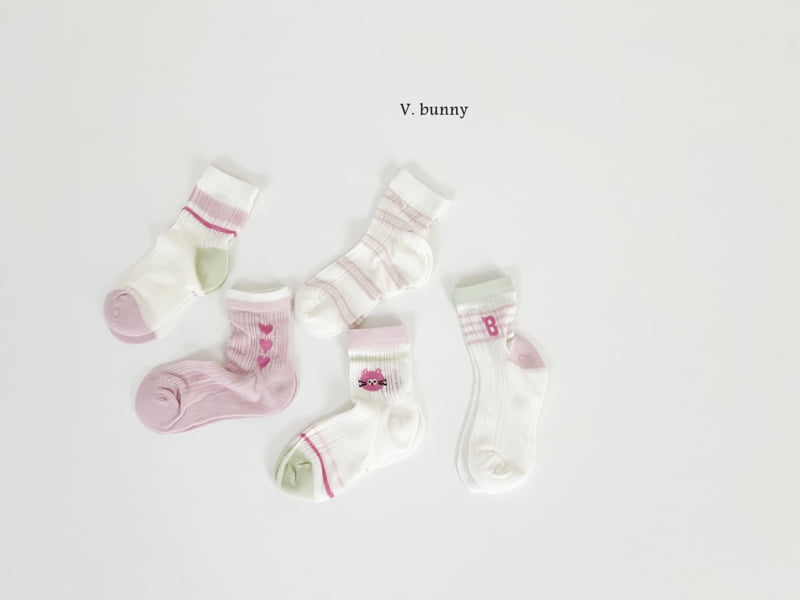 V Bunny - Korean Children Fashion - #minifashionista - Heart B Socks Set - 11