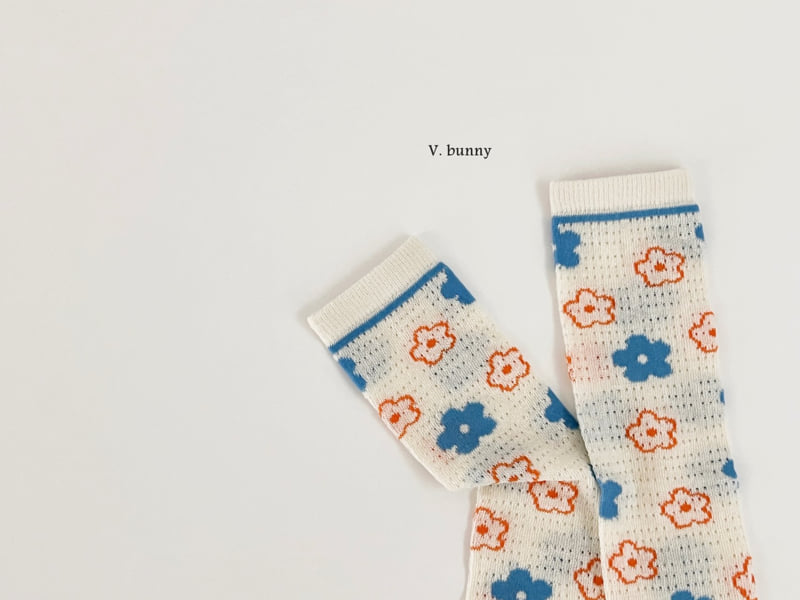 V Bunny - Korean Children Fashion - #todddlerfashion - Blue Flower Socks Set - 8
