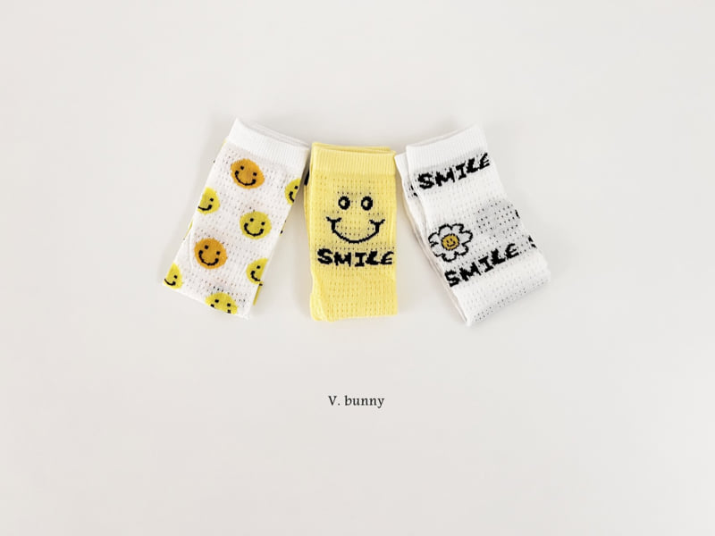 V Bunny - Korean Children Fashion - #toddlerclothing - Smile Socks Set - 12