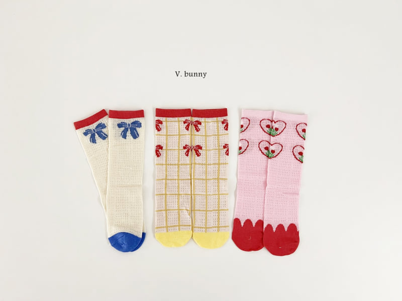 V Bunny - Korean Children Fashion - #toddlerclothing - Ribbon Socks Set - 11