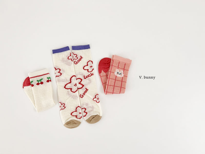 V Bunny - Korean Children Fashion - #toddlerclothing - Good Cherry Socks Set - 10