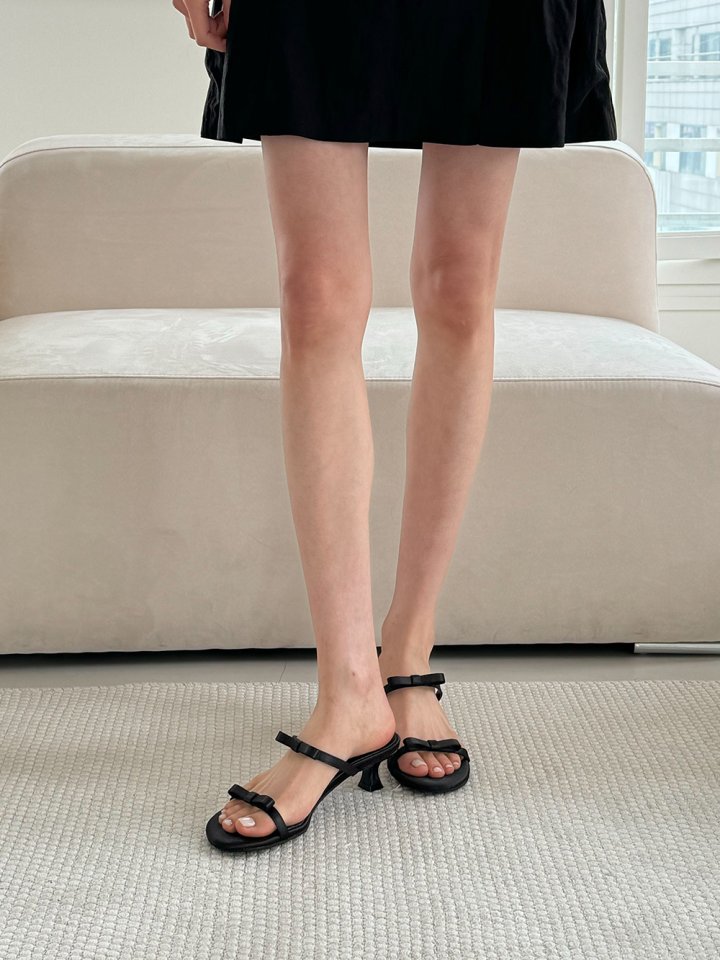 Vade - Korean Women Fashion - #momslook - Round Toe Ribbon Strap Sandals Heel - 8