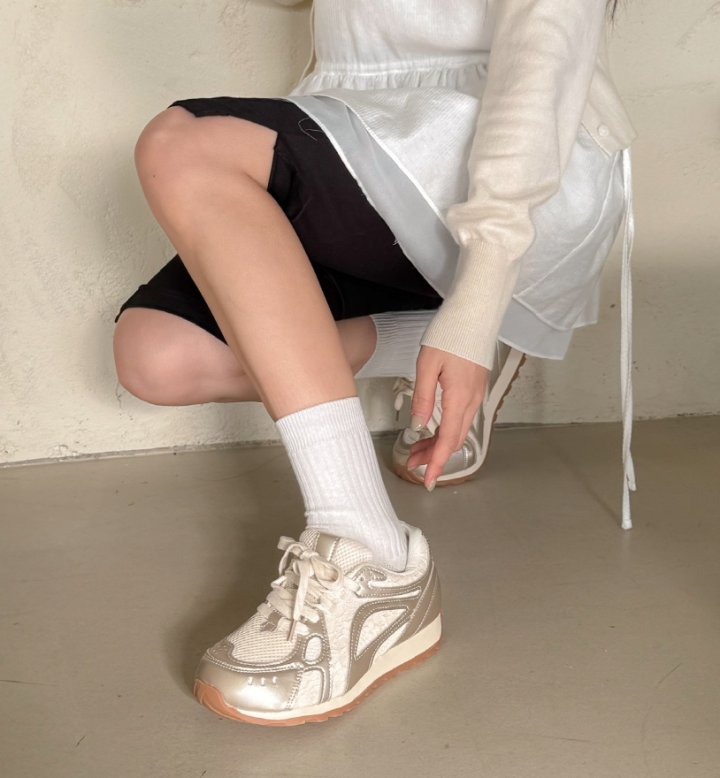 Vade - Korean Women Fashion - #momslook - Basic Sneakers Mesh - 5