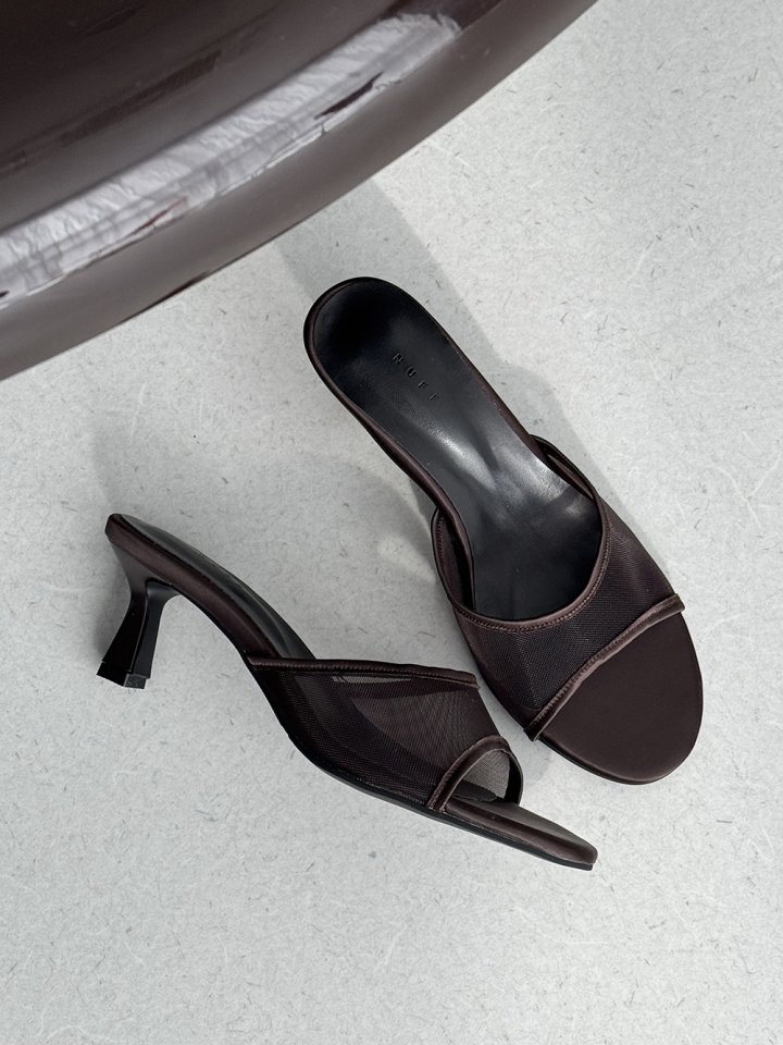 Vade - Korean Women Fashion - #momslook - Mesh Mule Sandals Heel - 2