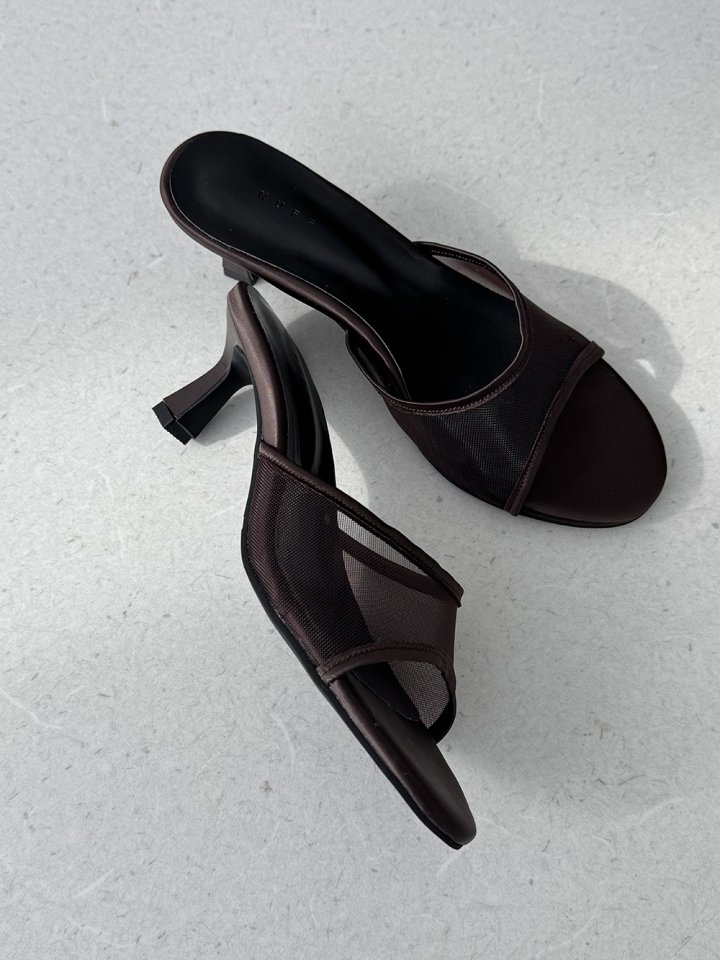 Vade - Korean Women Fashion - #momslook - Mesh Mule Sandals Heel - 4