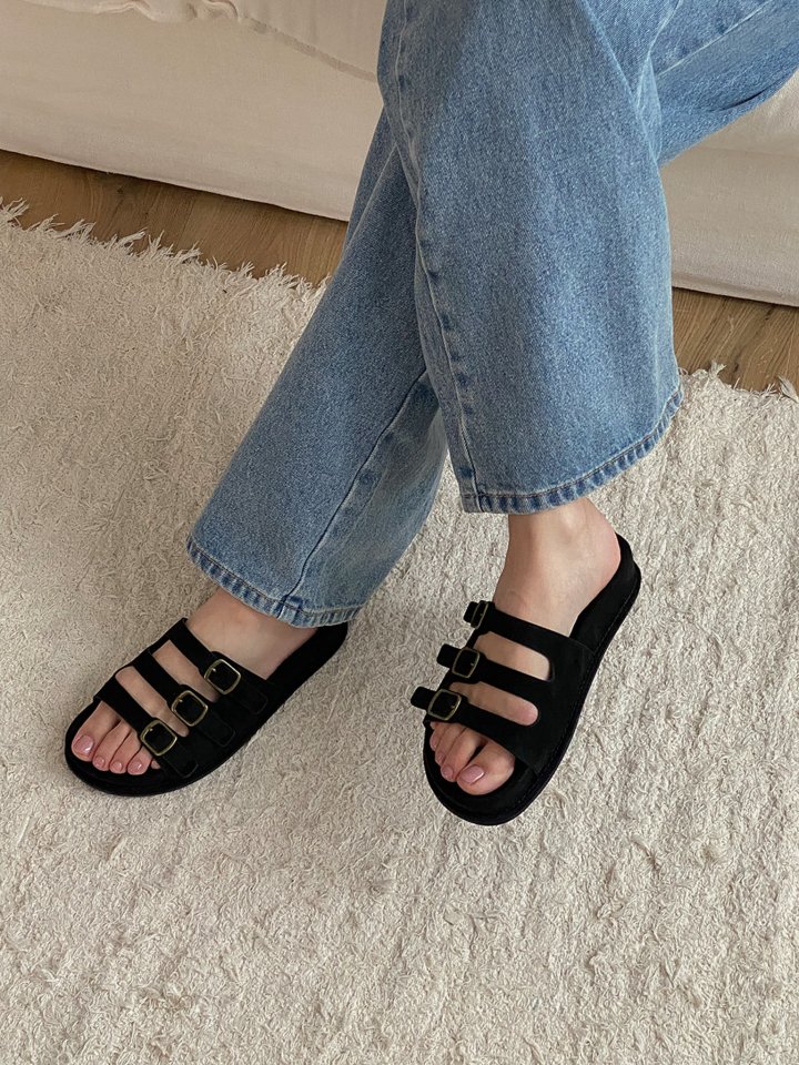 Vade - Korean Women Fashion - #momslook - Strap Suede Slipper Sandals