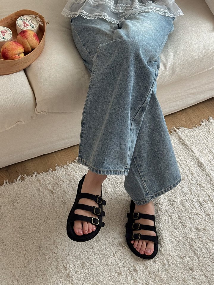 Vade - Korean Women Fashion - #momslook - Strap Suede Slipper Sandals - 2