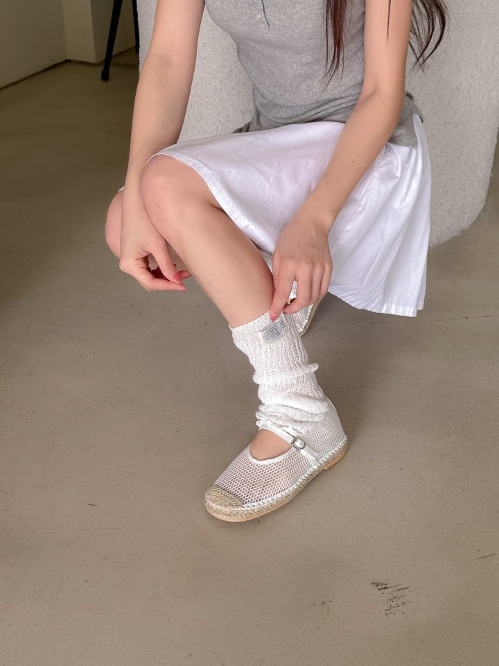 Vade - Korean Women Fashion - #momslook - Rattan Flower Mary Jane Mesh Flat - 7