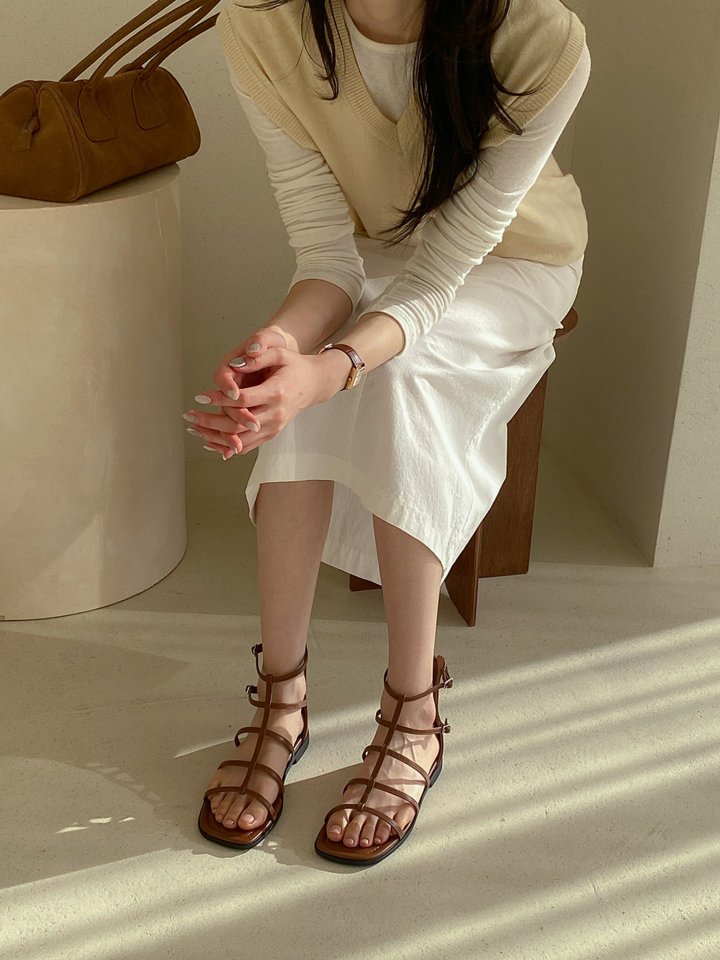 Vade - Korean Women Fashion - #womensfashion - Gladiator T-Strap Sandals - 4