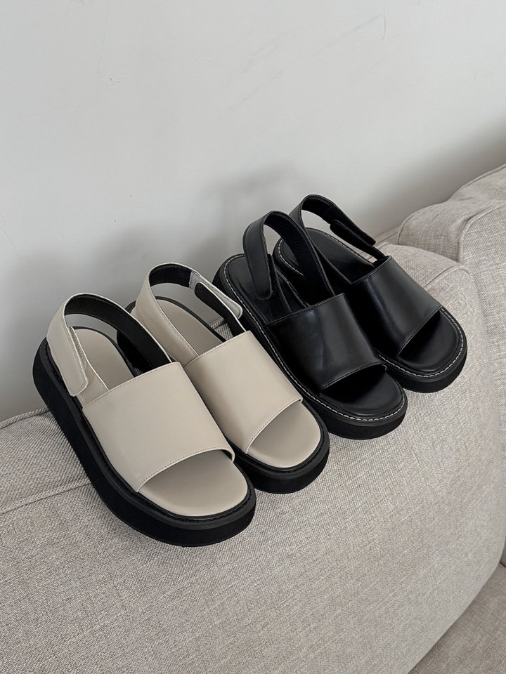 Vade - Korean Women Fashion - #momslook - Basic Slingback Velcro Strap Sandals