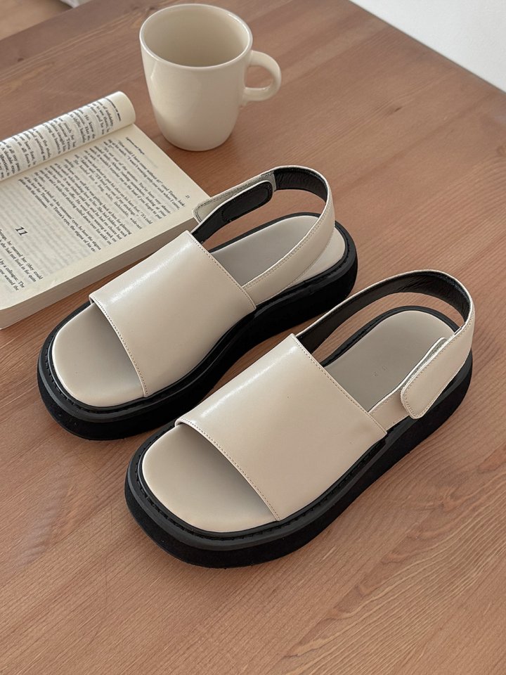 Vade - Korean Women Fashion - #momslook - Basic Slingback Velcro Strap Sandals - 5