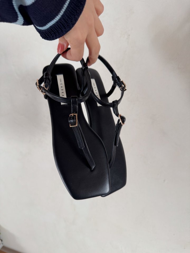 Vade - Korean Women Fashion - #momslook - Strap Point Flip-Flop Sandals - 6