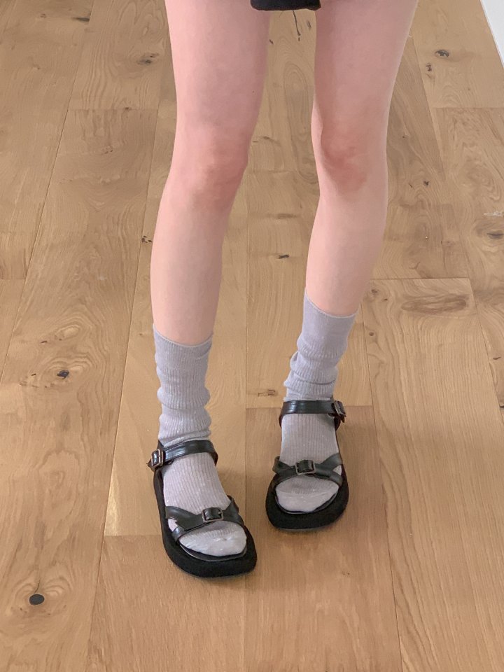 Vade - Korean Women Fashion - #momslook - Strap Black Buckle Flip-Flop Calm Sandals - 7