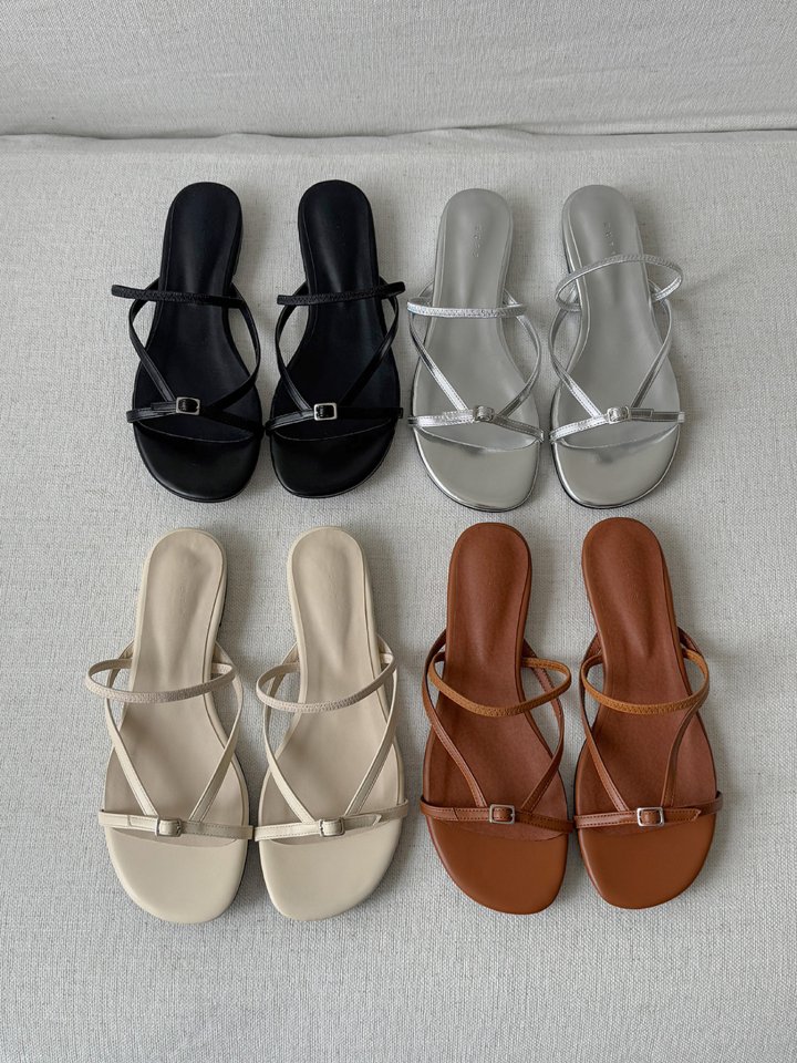 Vade - Korean Women Fashion - #momslook - Buckle Strap Sandals Low Heel Slipper
