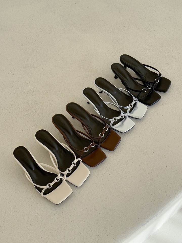 Vade - Korean Women Fashion - #momslook - Square Buckle Sandals Mule Heel