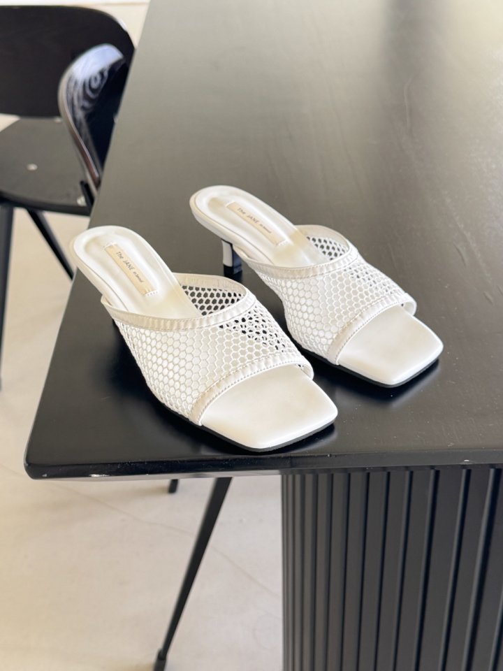 Vade - Korean Women Fashion - #momslook - Mesh Mule Sandals Heel - 3