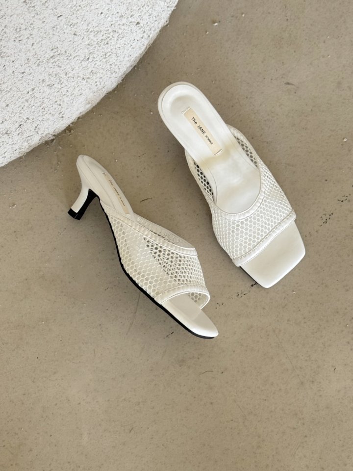 Vade - Korean Women Fashion - #momslook - Mesh Mule Sandals Heel - 5