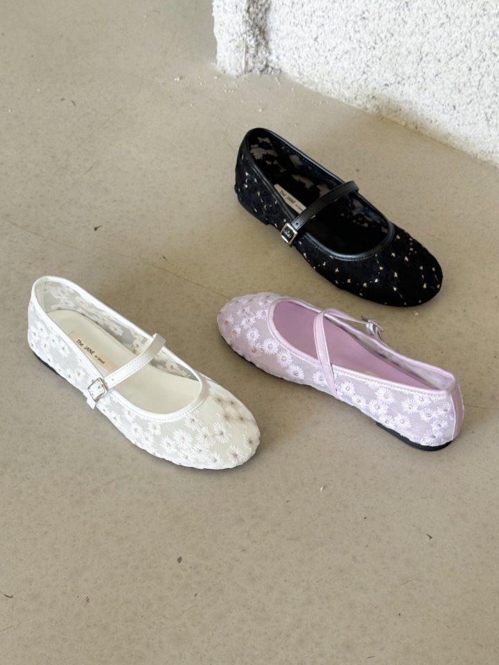 Vade - Korean Women Fashion - #momslook - Peace Flower Mesh Pattern Flat - 12