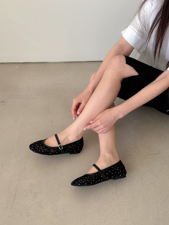 Vade - Korean Women Fashion - #momslook - Peace Flower Mesh Pattern Flat - 6