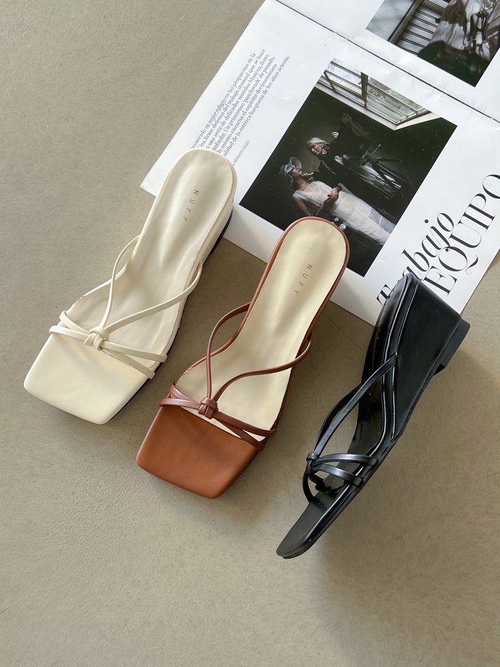 Vade - Korean Women Fashion - #momslook - Wedge String Point Sandals Heel
