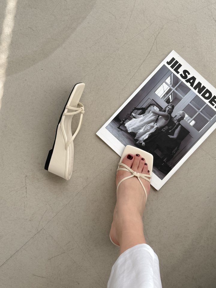 Vade - Korean Women Fashion - #momslook - Wedge String Point Sandals Heel - 7
